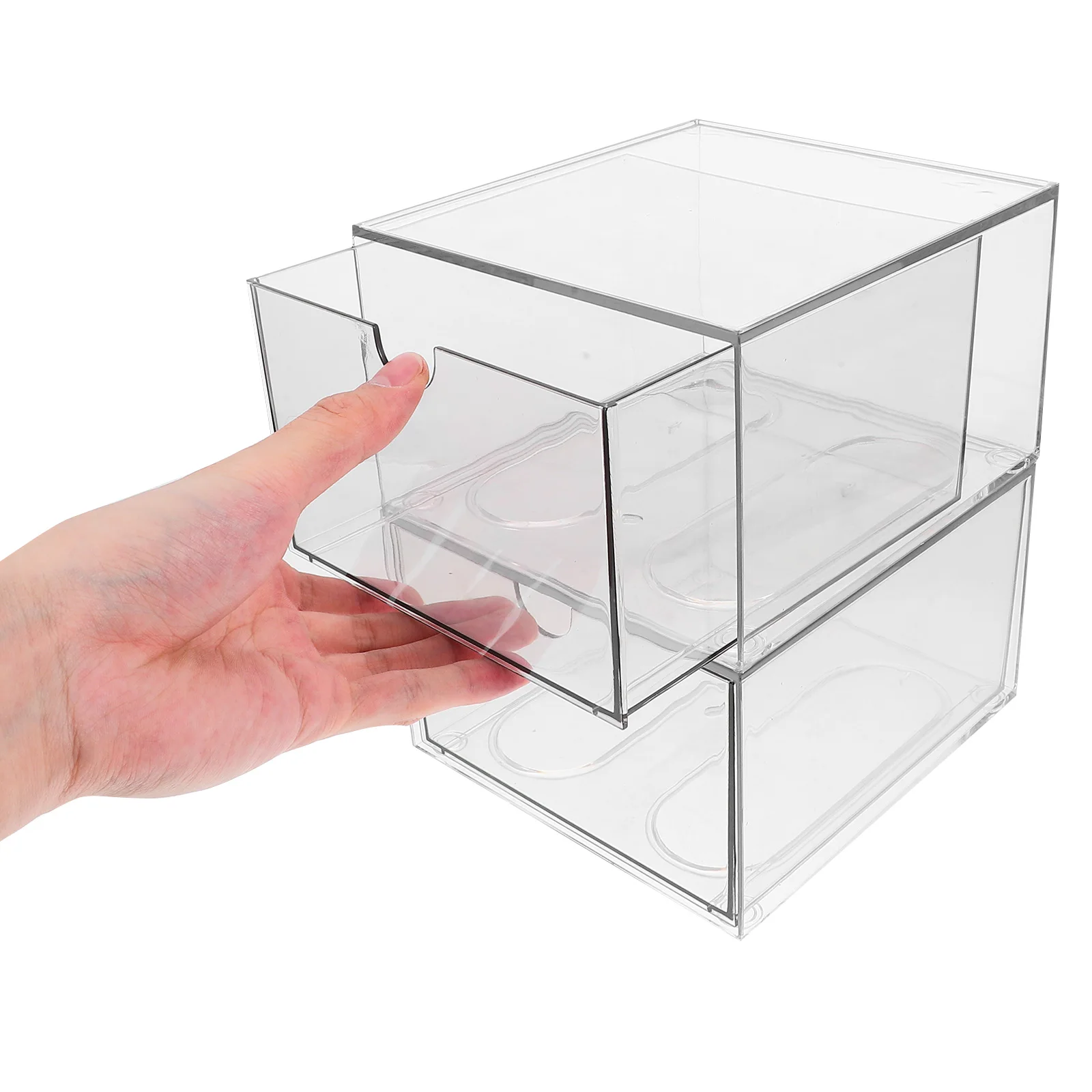 

2Pcs Clear Makeup Organizer Storage Box Drawers Face Towel Holder Skincare Cosmetics Vanity Bathroom Countertop Organizer