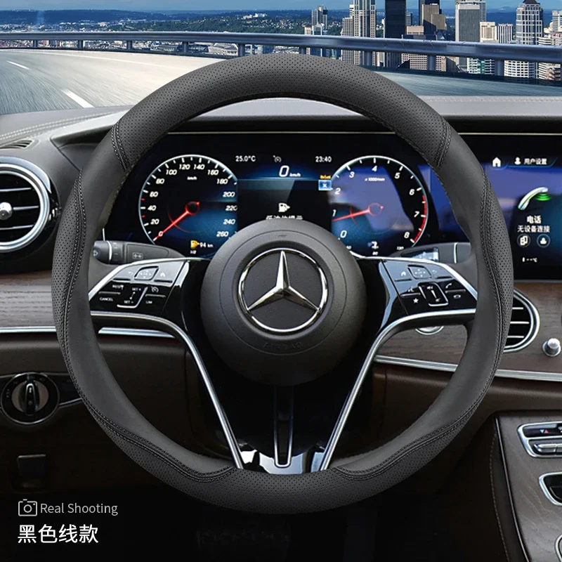 Steering Wheel Cover for Mercedes Benz C E Class C200 C260 C300 E200 E300 A200 GLC GLA GLB220 Car Accessories Genuine Leather