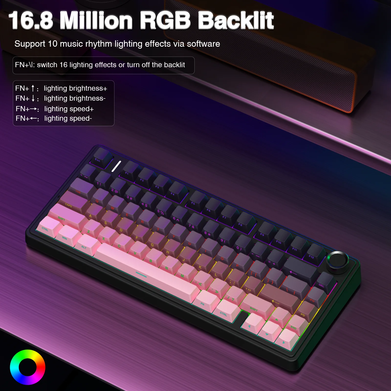 AULA F75Pro Wireless Gaming Mechanical Keyboard 75% Customized RGB Layout Gasket Mounted Side-engraving PBT Keycaps