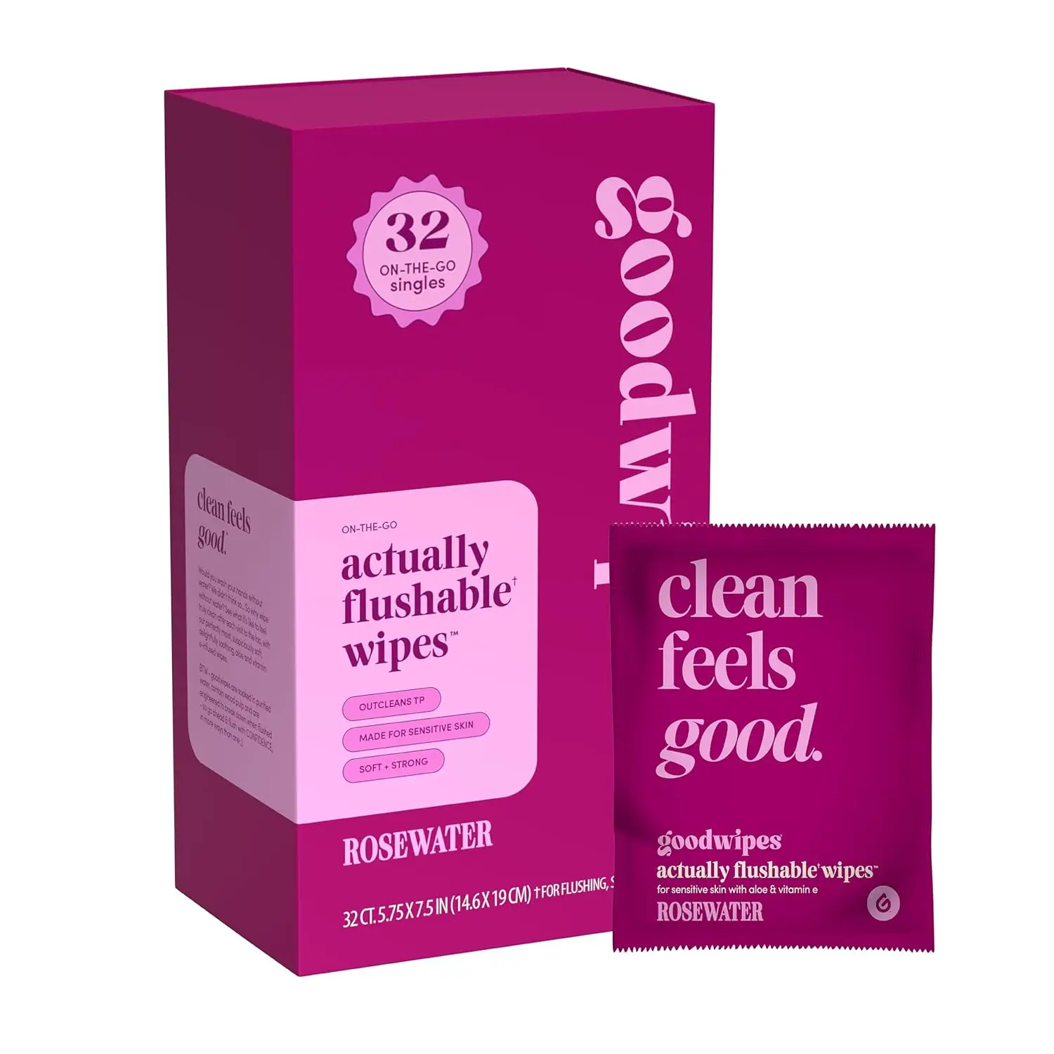 

Flushable Wipes for Women - Rosewater Individually Wrapped Travel Butt Wipes To Go, Mini Purse & Festival Essentials for Adults,
