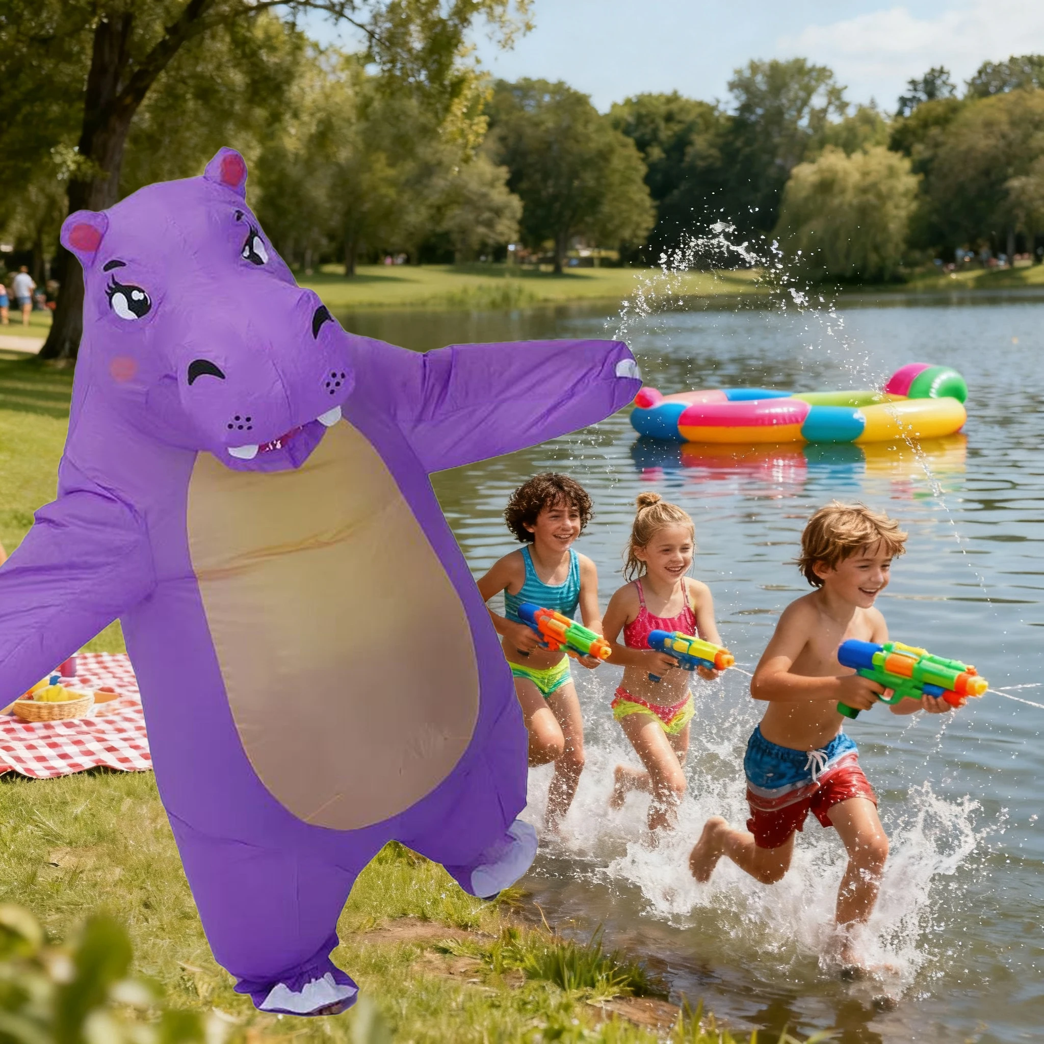 Hipopótamo inflável traje mascote desfile adulto personagem cosplay animal aniversário festa de halloween evento conjunto inflável