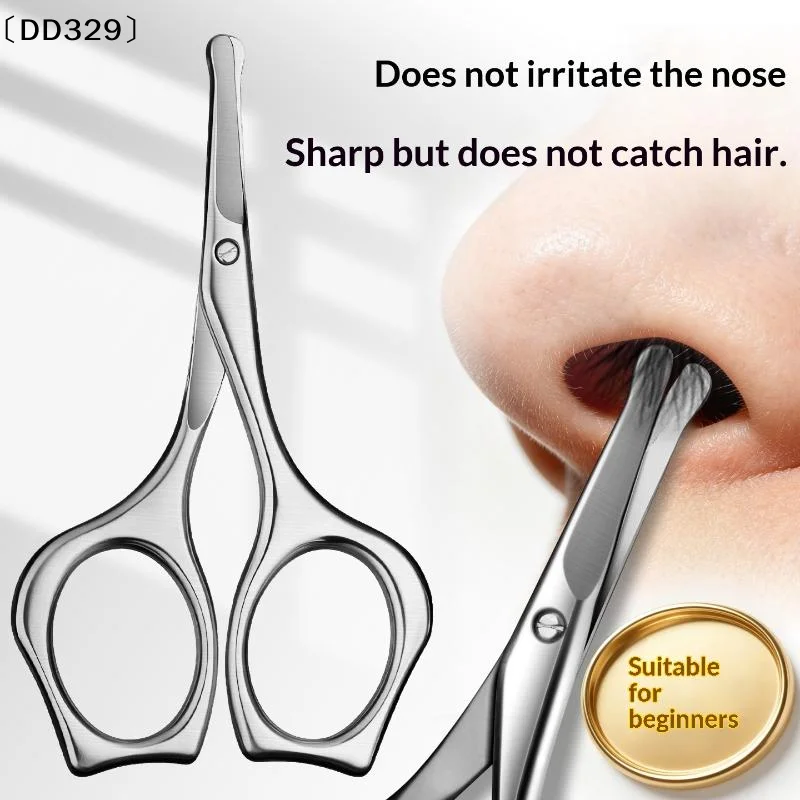 Mens Nose Hair Scissors Trimmer Set Round Head Stainless Steel Manual Nostril Clean Small Scissors〔DD329〕