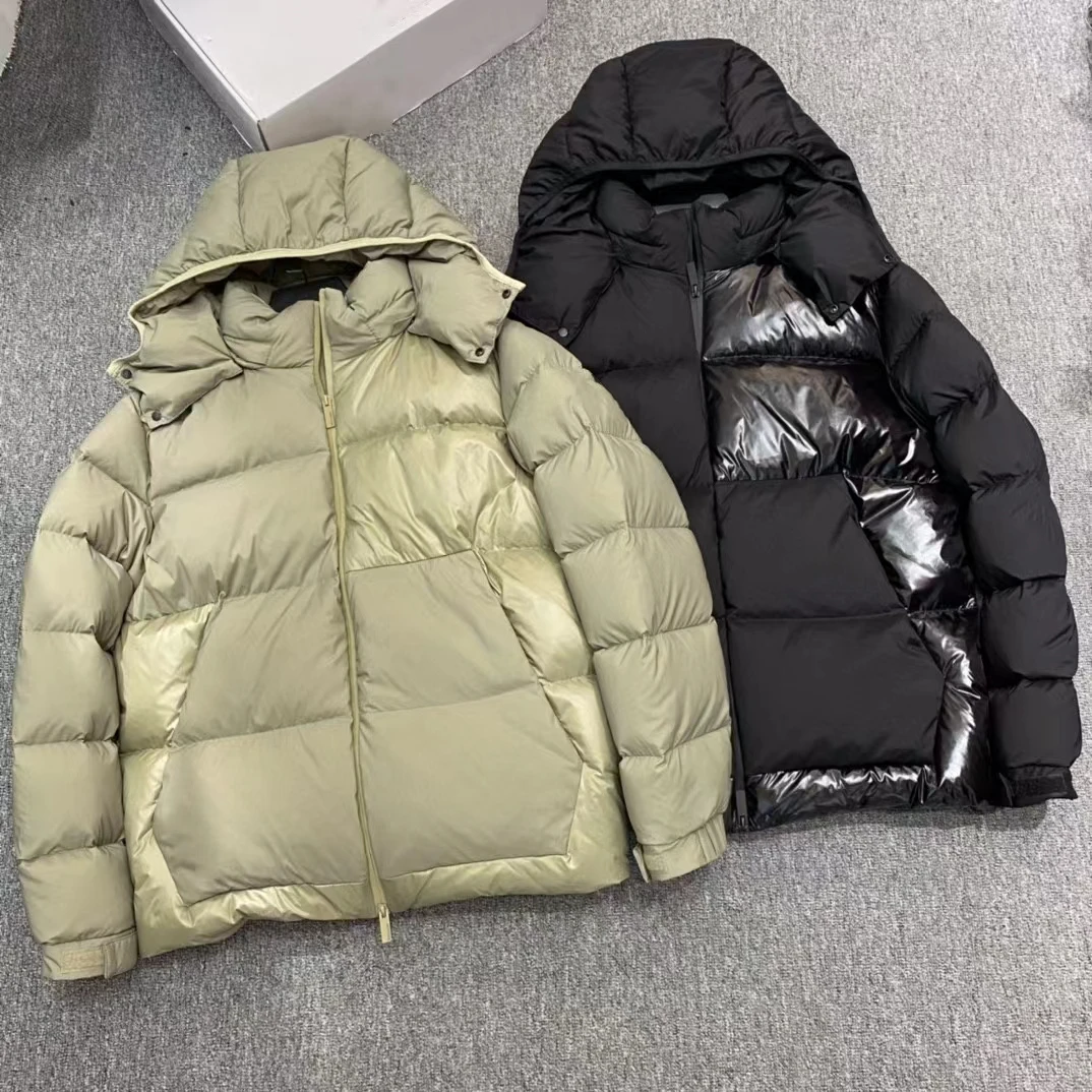 

Autumn/winter patchwork printing 90 goose down for men and women lovers short casual hooded bread down jacket outer