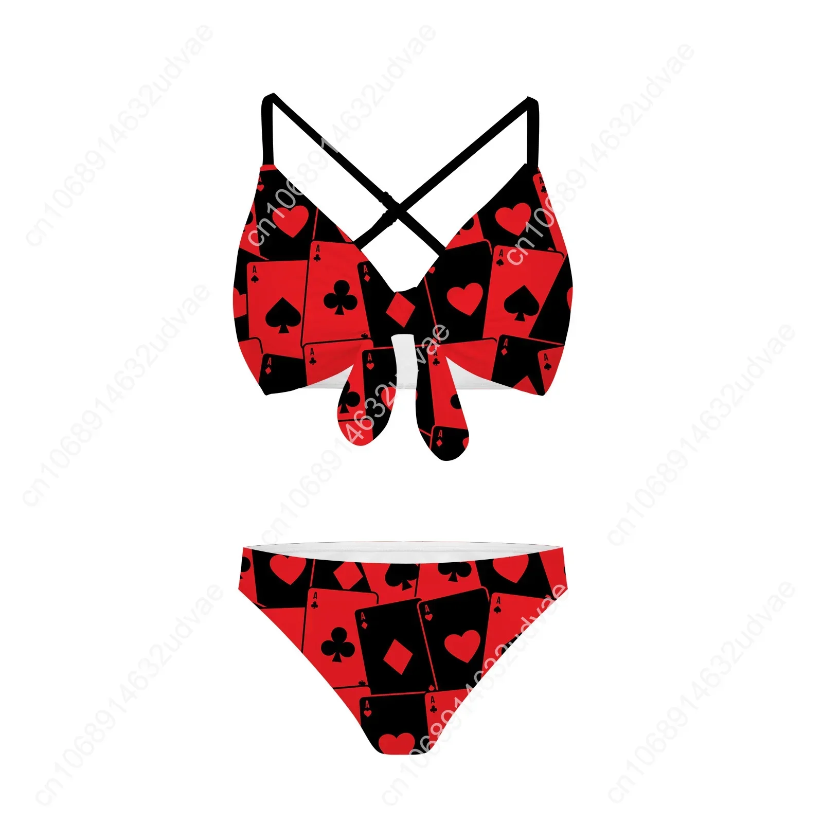 Playing Cards Bathing Suits Cross Strap Suspenders Swimsuits Womens Personalized Bikini Pool Party Swimwear Customized Beachwear
