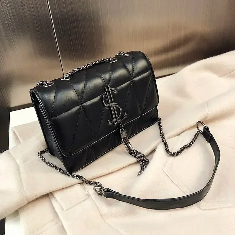 Lingge Simple Oblique Straddle Bag Fashionable And Advanced Fashionable And Fashionable One Shoulder Chain Small Bag