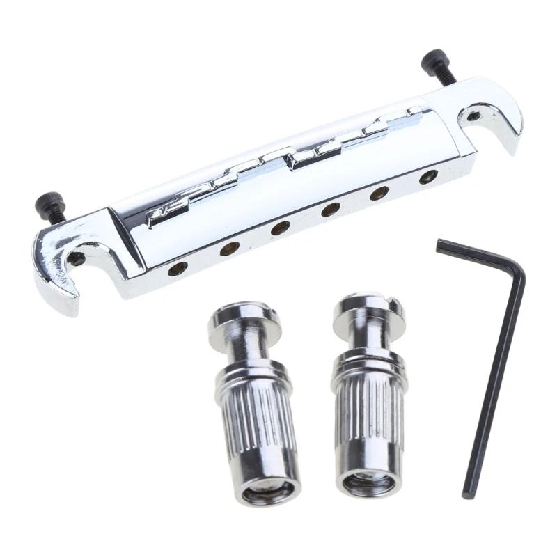 6 String Guitar Integrated Bridge Saddle Tailpiece Adjustable Wraparound Bridge