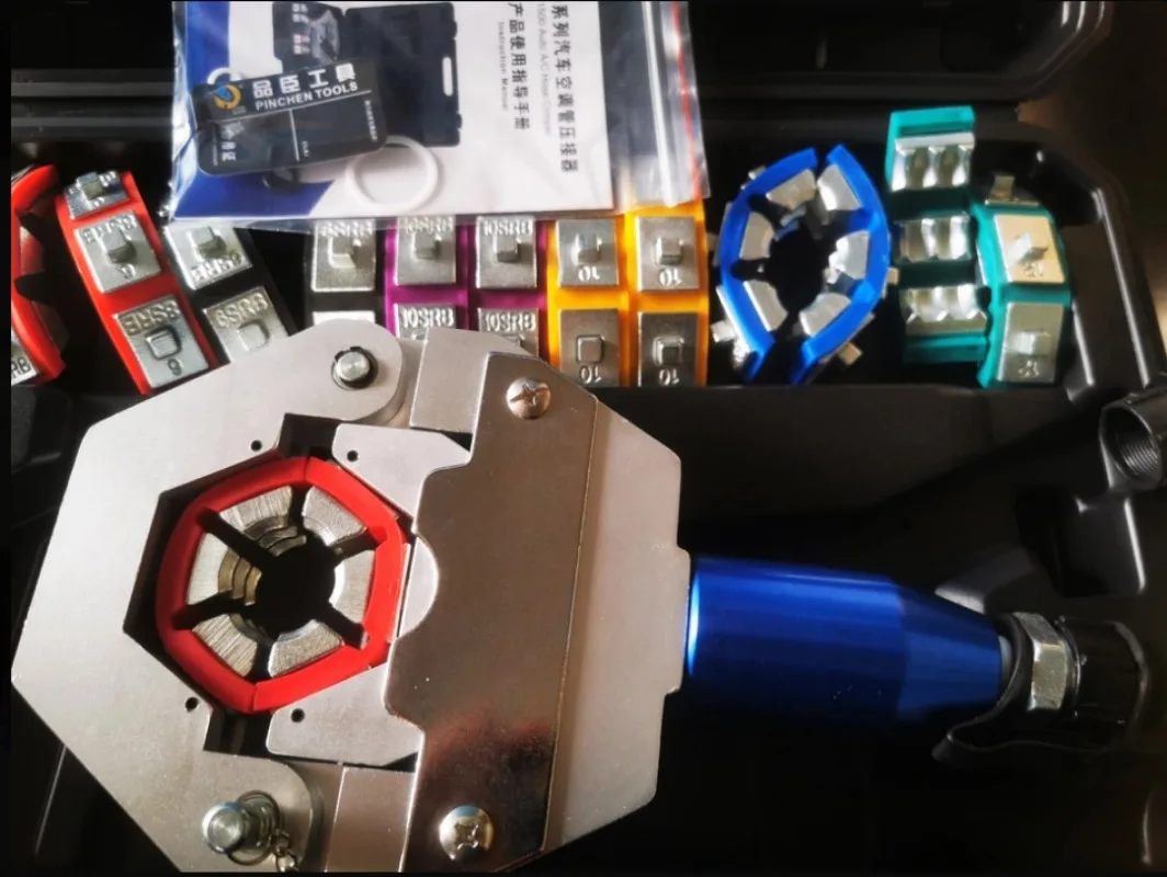 For Hydraulic Hose Crimper Hydra-Krimp 71500,Manual AC Hose Crimper Kit Air Conditioning Repaire Handheld with 7 Die Set