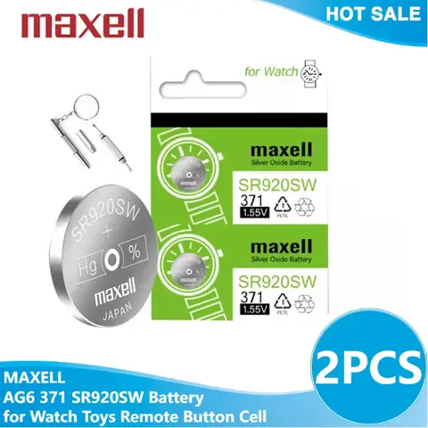 2 peças original-maxell 1.55v bateria de moeda ag6 371 sr920sw lr920 sr927 171 370 l921 lr69 sr920 baterias de botão para relógio de brinquedo