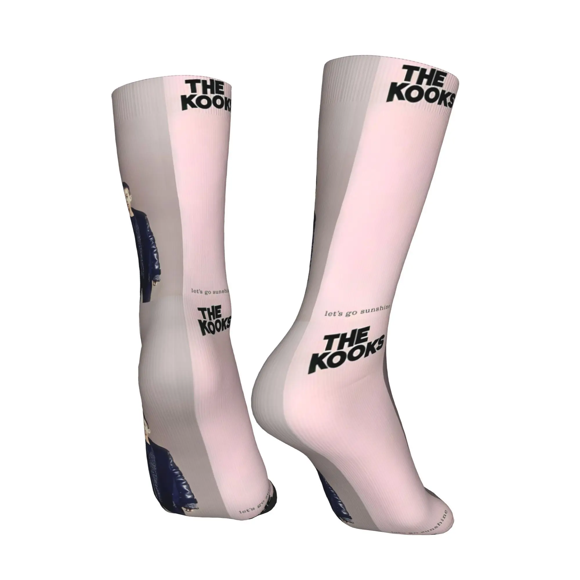 Funny Crazy Sock for Men The Kooks Let's Go Sunshine Hip Hop Music Band Breathable Pattern Printed Crew Sock Novelty Gift