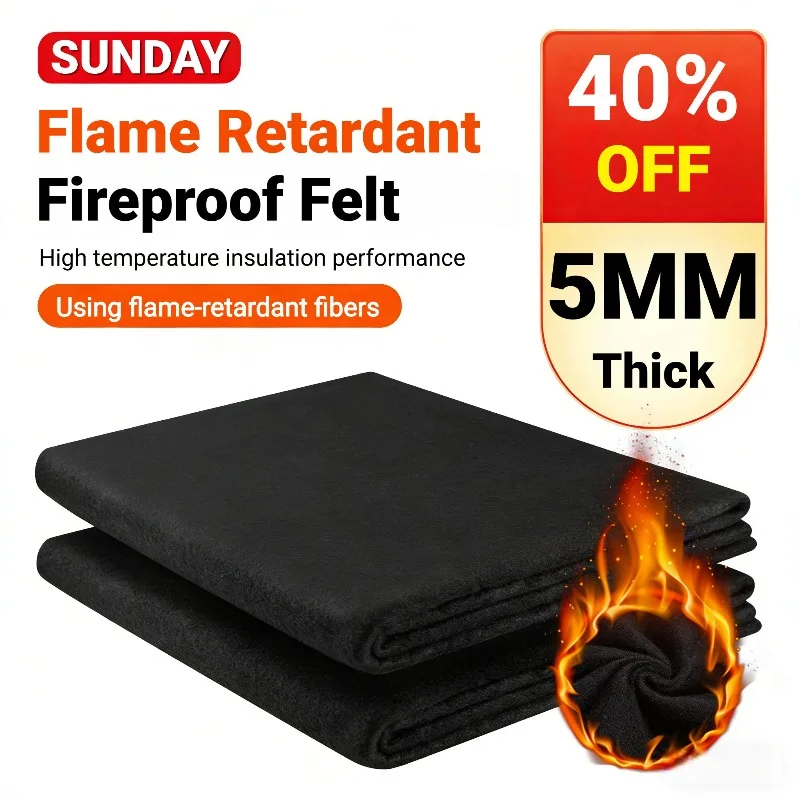 

Термостойкое огнеупорное защитное полотно для сварки, черное, толщиной 5 мм, для промышленной металлообработки, войлок для защиты сварщиков