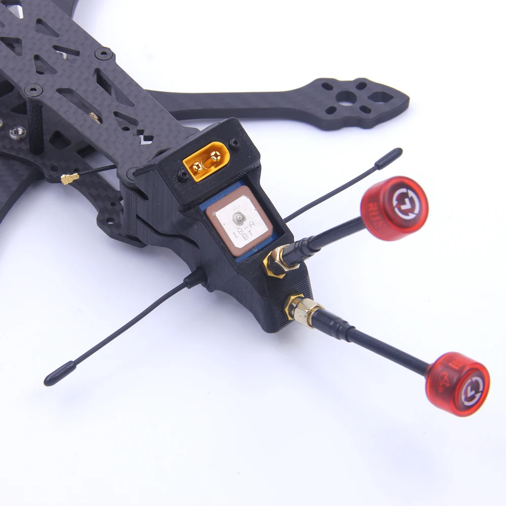 3D Impresso Módulo GPS Mount Holder, Antena em forma de T, Suporte SMA Fixo, Peças de assento para LongRange FPV Racing Drone Frame, XT60