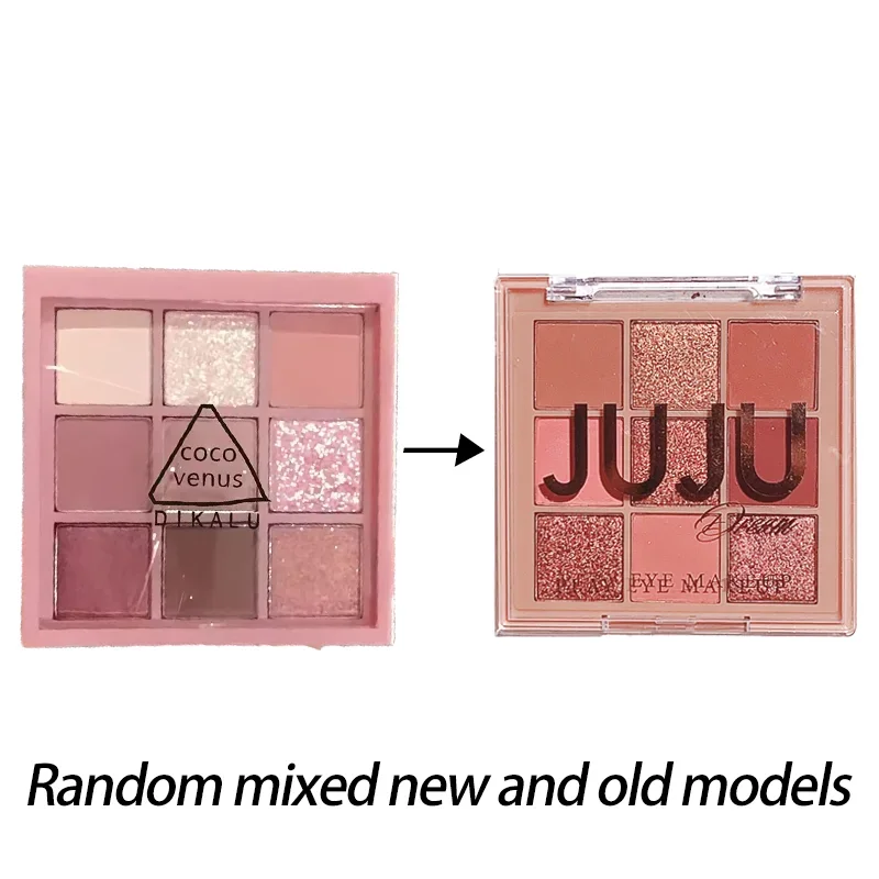 Paleta de sombras de ojos de nueve colores con perla, brillo fino, brillo en capas, brillo brillante y colores vibrantes Nuevo