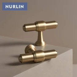 Nurlin Solid Brass French Style Luxury Cabinet Knobs Wardrobe Drawer Doors Handle Tbar