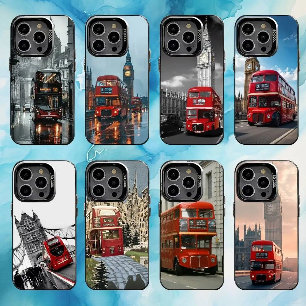 

London Red Double decker Bus Phone Case For iPhone17,16,15,14,13,12,11 Plus,Pro Max Black Candy silver phone case