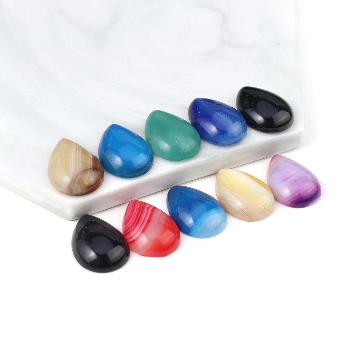 10PCS Water Droplets Shape Natural Stone Cabochon Interface No Hole Beads DIY for Making Necklace Ring Jewelry Accessories