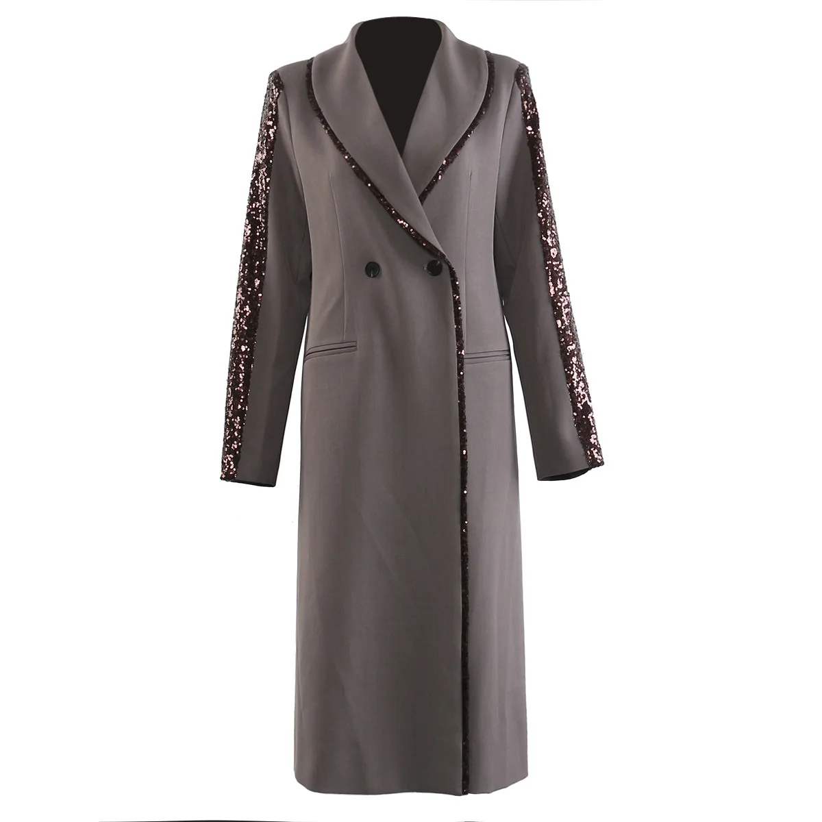 

2025 autumn fashion new splicing medium and long trench coat coat 1037
