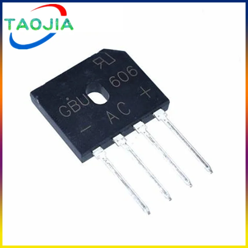 5PCS GBU606 6A 600V in-line rectifier bridge stack flat bridge foot chip