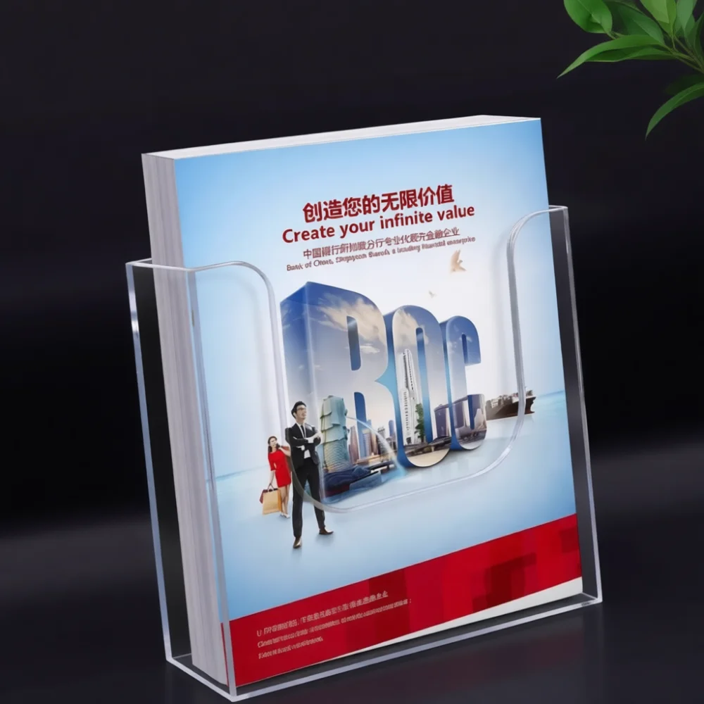 Acrylic Wall Mounted File Holder Transparent Document Organizer Display Rack For Office Brochure Flyer Storage Box Stand