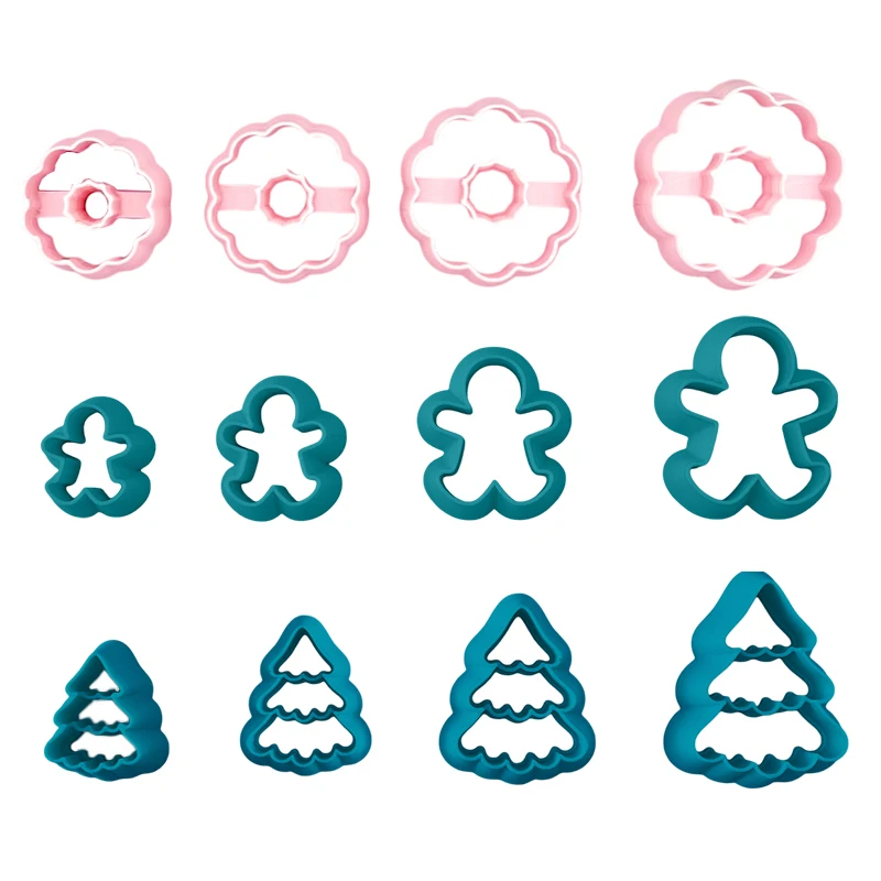 Christmas Tree Wreath Polymer Clay Cutters Earrings Necklaces Pendant Soft Clay Mold DIY Hand Tool Jewelry Cutting Die Molds