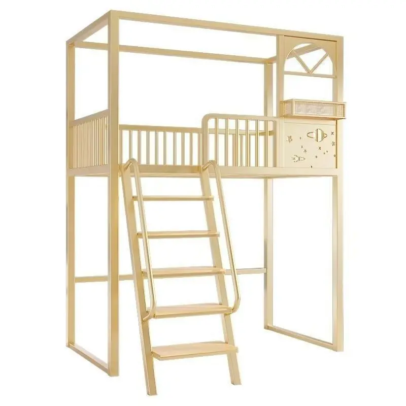 Raised bed, upper bed, lower table, upper floor, lower duplex, second floor  attic small apartment combination iron