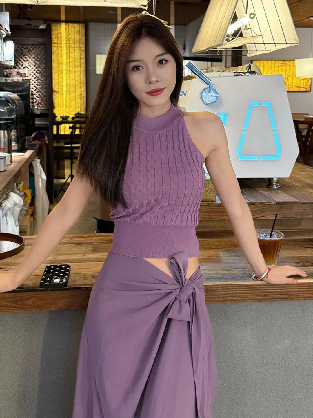 

Elegant Knitted Off-Shoulder Vest And High-Waist Skirt Two-Piece Set for Women Summer 2026 Fashion Trend Strap Design