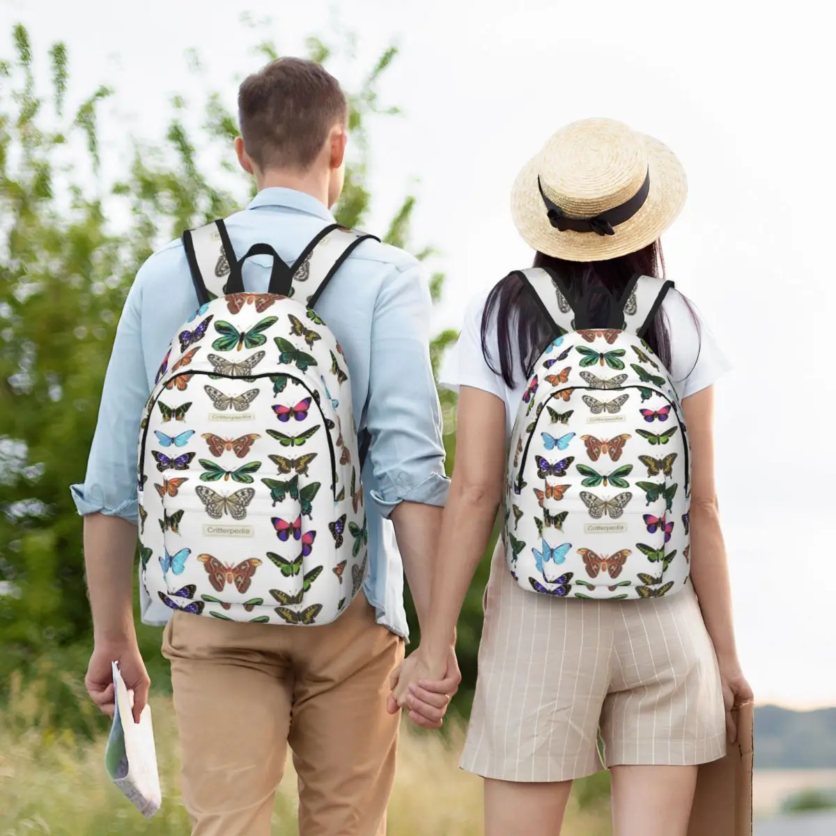 Mochila de borboletas de gado para crianças, mochila escolar colorida, bolsa primária pré-escolar com bolso, menino e menina, estudante