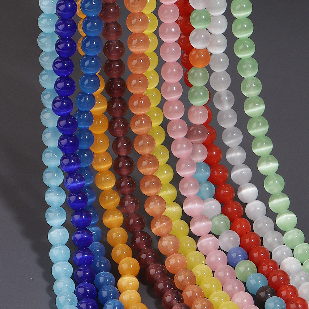 1 Strand 4-12mm Colorful Natural Cat Eye Stone Beads for DIY Jewelry Making Bracelet Necklace Charms Accessories Supplies