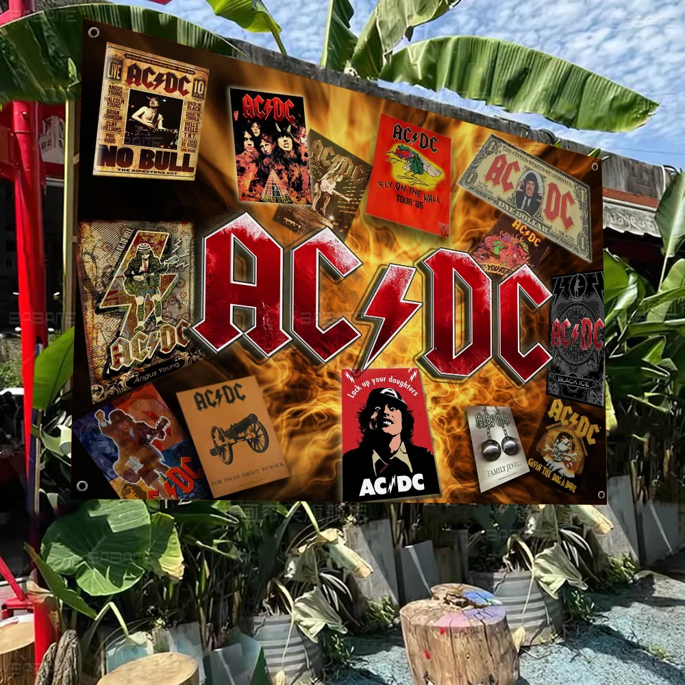 Rock Singer A-AC D-DC Band High End Quality Banner Printing Artistic Atmosphere Style Camping Flag