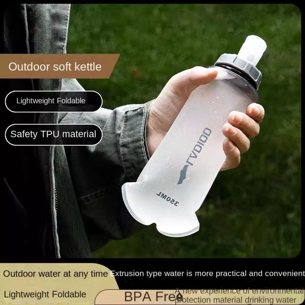 

TPU Soft Sports Water Bottle Thick Design Dust-Proof Cover Folding Soft Sport Bottle 350ml Collapsible Foldable Water Bag Hiking