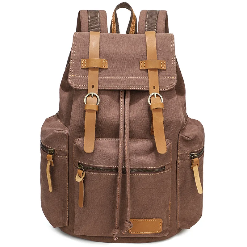 Men's Vintage Canvas Backpacks For Travel Outdoor Sports Camping Hiking Backpack College Shoulder Bags Boy's Laptop Backpack