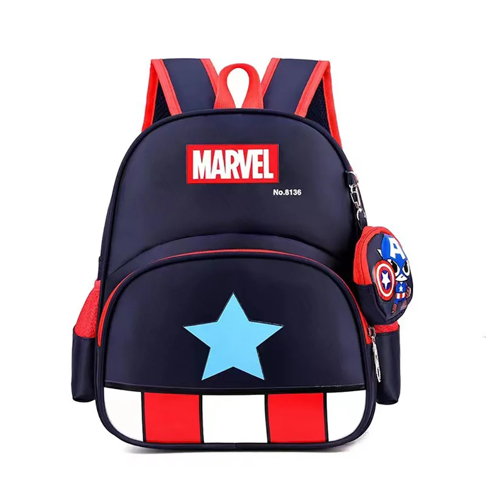 Iron Man Spiderman Captain America Children Schoolbag Marvel Periphery Anime School Bag Satchel With Pendant Bag Purse Backpacks