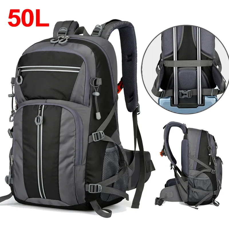 50L Travel Backpack School Bag Outdoor Sport Hiking Trekking Climbing Travel Reflective Luggage Bag Laptop 15.6inch Bags Men Bag