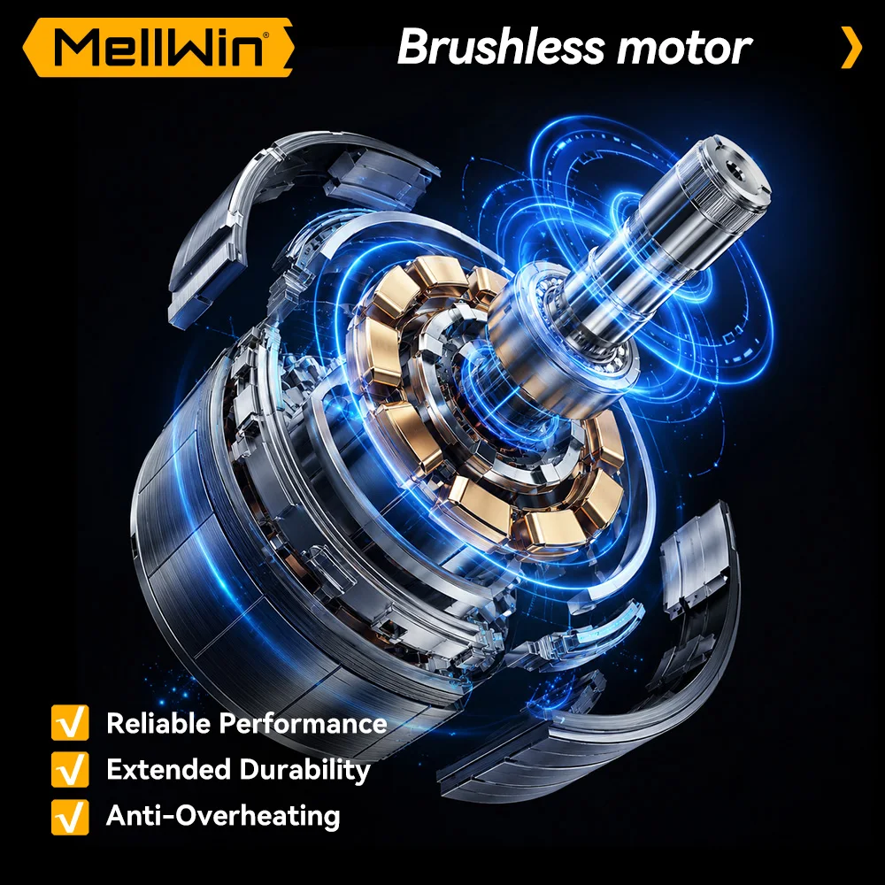 MELLWIN Electric Chain Saw 12 Inch Brushless High Speed Portable Chainsaw Wood Cutting Logging Saw Tool for Makita 18V Battery Pin - Image 4