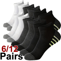 6/12 Pairs Men Mesh Striped Sports Socks Summer Odor Proof Sweat Absorbing Breathable Comfortable Running Fitness Casual Socks