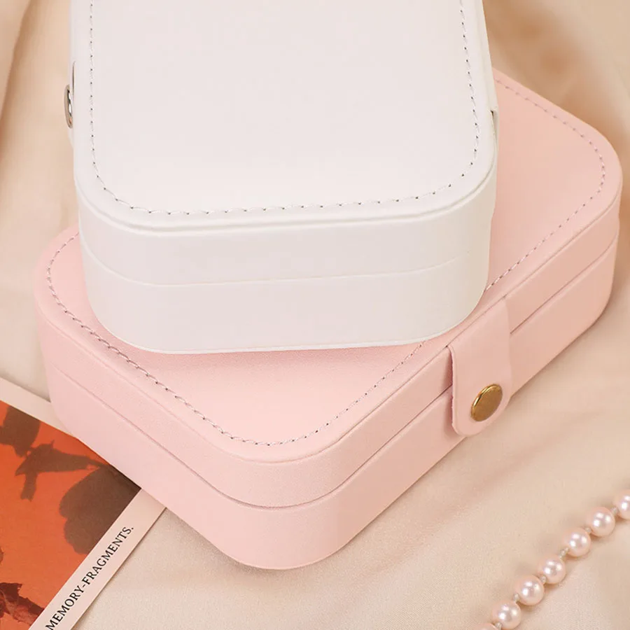 Women\'s Jewelry storage box portable storage jewelry box earrings necklaces packaging jewelry storage box household rings