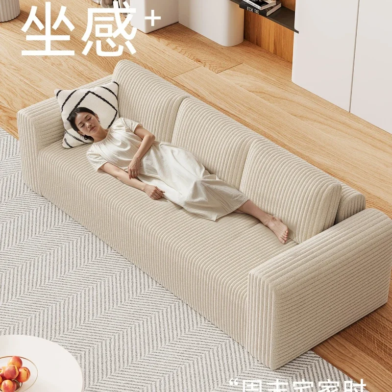Cream wind light luxury modern simple roll bag compression sofa small apartment full sponge corduroy single and double lazy prin