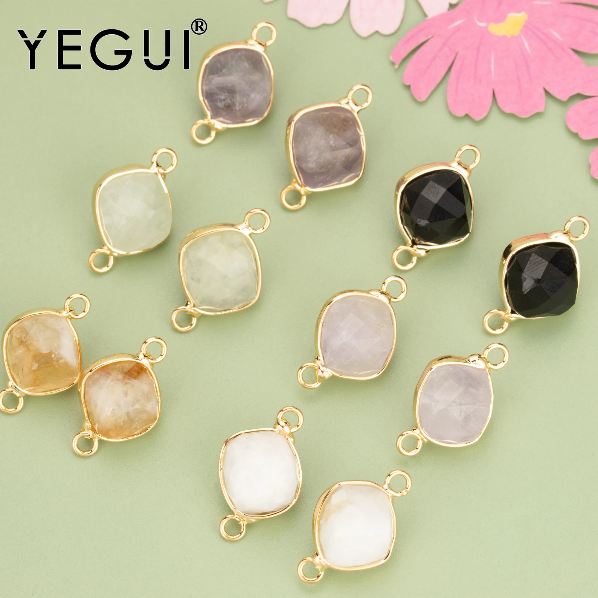 YEGUI MB57,jewelry accessories,18k gold plated,nickel free,copper,natural stone,charms,diy pendants,jewelry making,6pcs/lot