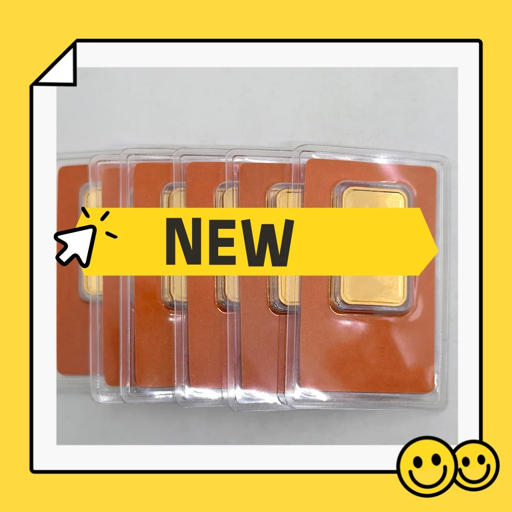 

New 3 Designs Swiss 5g/20g/1oz VS Non-Magnetic Gold Plated Bar Copper Bar With Orange Package Metal Crafts Home Decor Gift