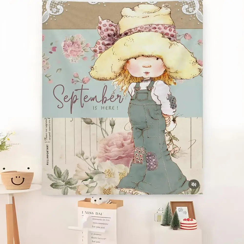 Art S-Sarah K-Kay Swing Girl Tapestry Microfiber Background Art Decor For Bedroom Living Room Garden Outdoor Festival Wall Deco