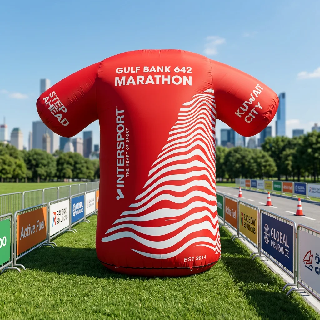 Custom Sports Event Marathon Festival Inflatable Pillar Tents Doll Toy  Cloth T Shirt for Advertising Agency Marketing Manager