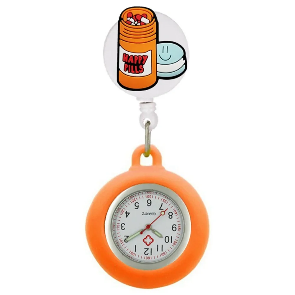 Cartoon FOB Pocket Watches Silicone Retractable Clip Hang Clock Simple Design Fashion Accessories Clip Badge Reel Hospital