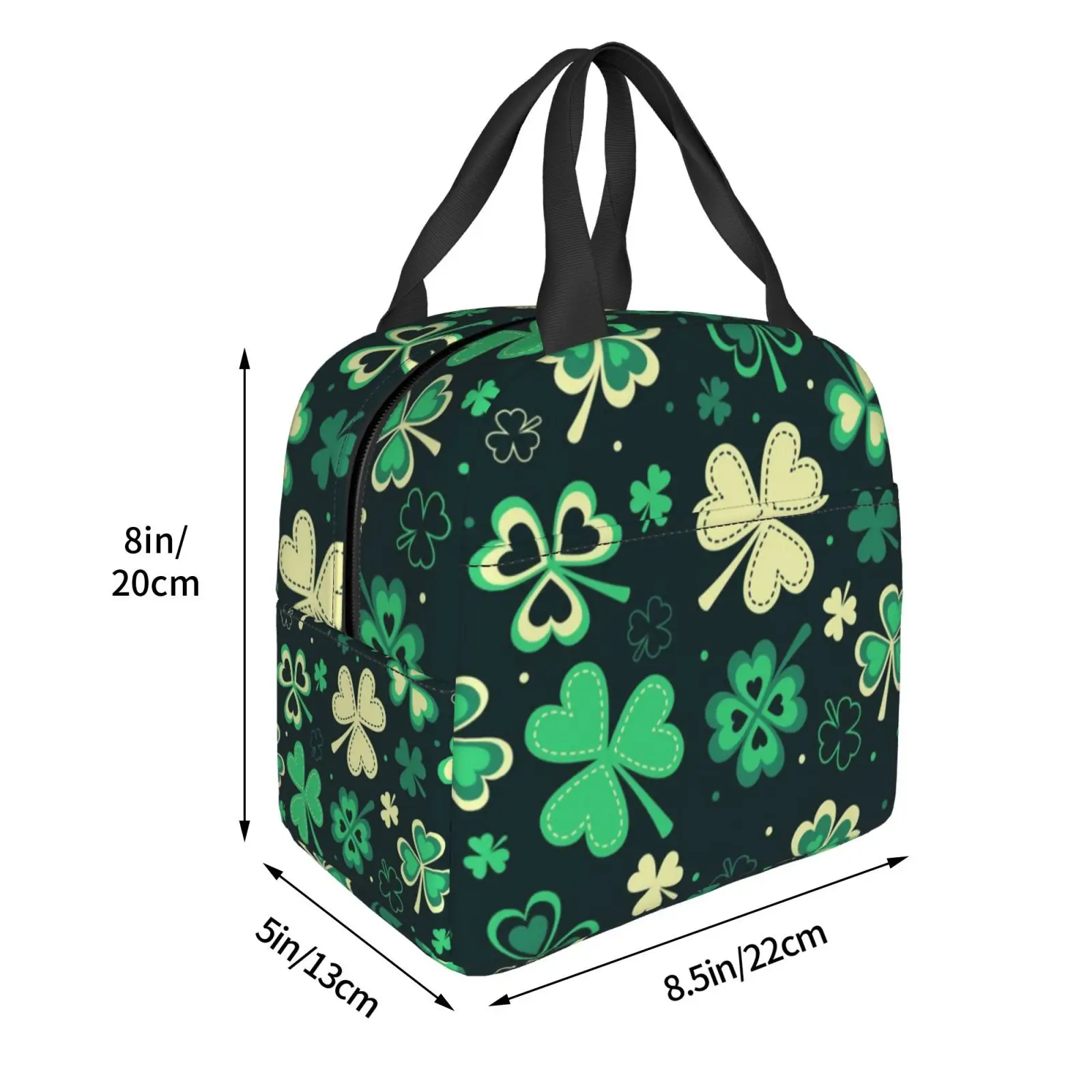 Lucky Four-Leaf Clover Lunch Bag for Girls Funny Lunch Box Fun Picnic Cooler Bag Portable Zipper Oxford Thermal Lunch Bags