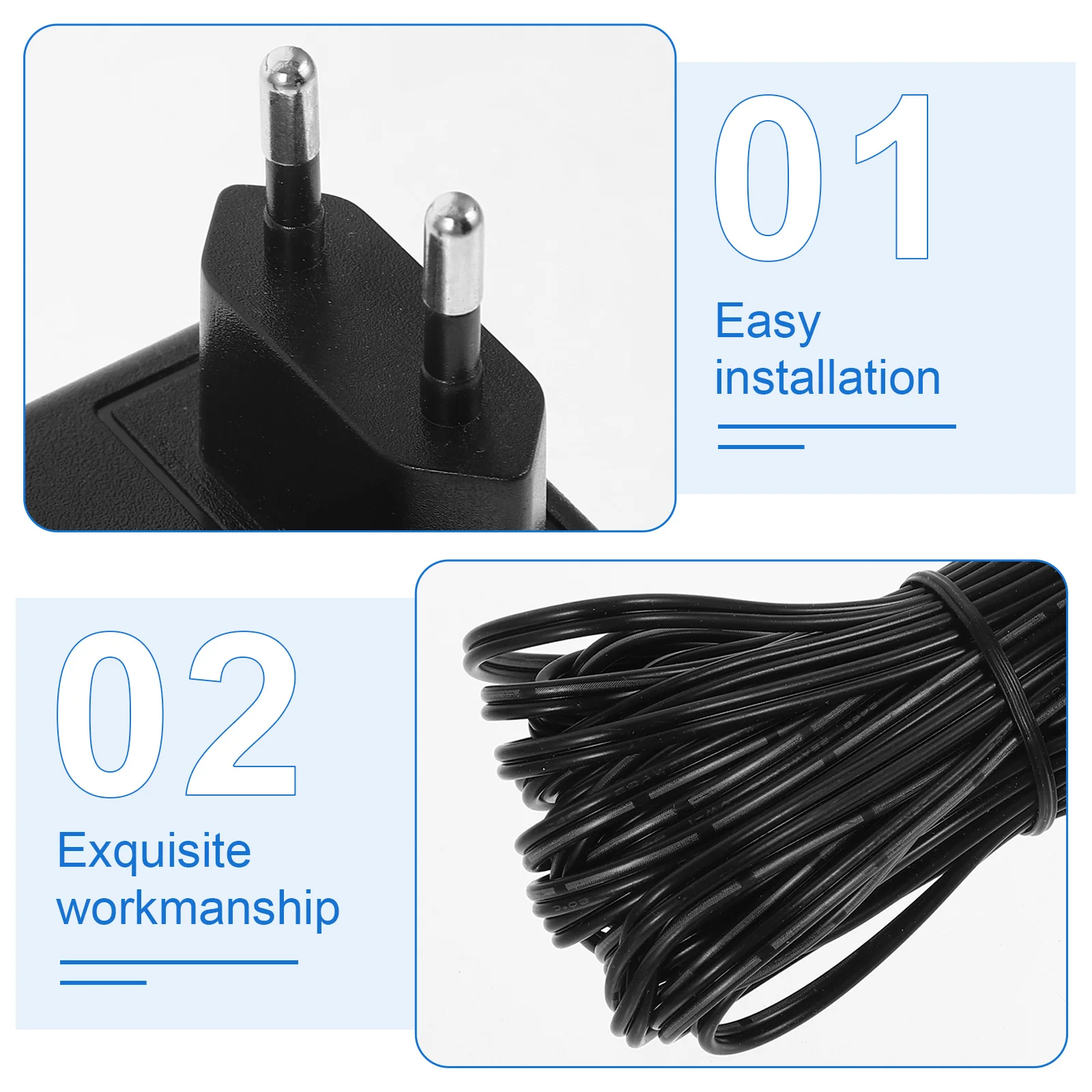 

Doorbell Power Adapter Plastic Video Doorbell Transformer Long Cord European Standard For Home Security Sleek Design