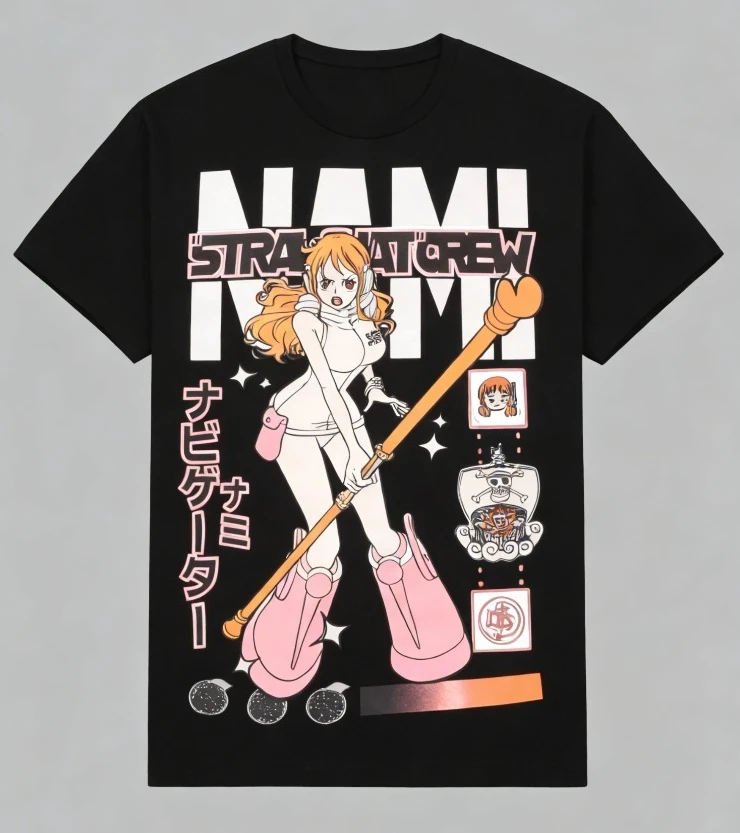 

Футболка унисекс One Piece Cat Burglar Nami, летняя новинка 2026 года, популярный аниме-принт, американская повседневная футболка с коротким рукавом для родителей и детей