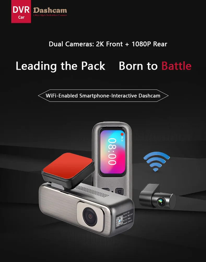 NEW 4K/2K+1K Dual Dash Cam WiFi Connected 1.47 Inch Screen 24H Parking Monitor Loop Recording Night Vision ADAS Max 256GB