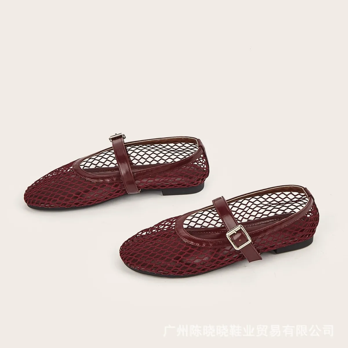 

Summer Designer Cosy Mesh Heels Women Flat Shoes Fashion Round Toe Buckle Strap Casual Outdoor Dress Sandals