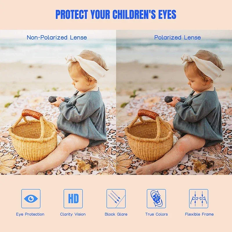 New Kids Polarized Sunglasses Retro Round Sunglasses for Girls Boys Age 3-12