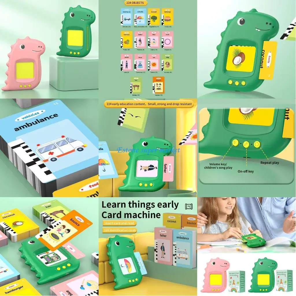آلة قراءة للأطفال 090B مزودة ببطاقات فلاش ناطقة، أداة تعليمية تفاعلية لقراءة اللغة الآلية