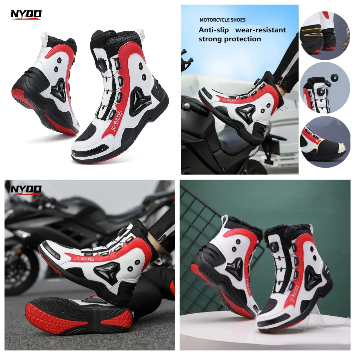 

JG WOLVES Motorcycle Speed Boots Men Motocross Botas Motorboats Motorbike Racing Shoes Moto Career Shoes