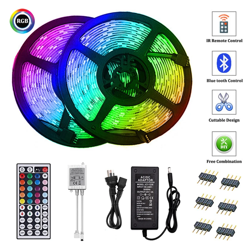 

LED Strip Lights RGB 5050 Bluetooth Wifi IR Remote Control DC12V Flexible Ribbon LED Lamp Tape 60LEDs/M Diode Tape For Bedroom